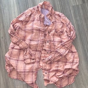 FREE PEOPLE — orange button down